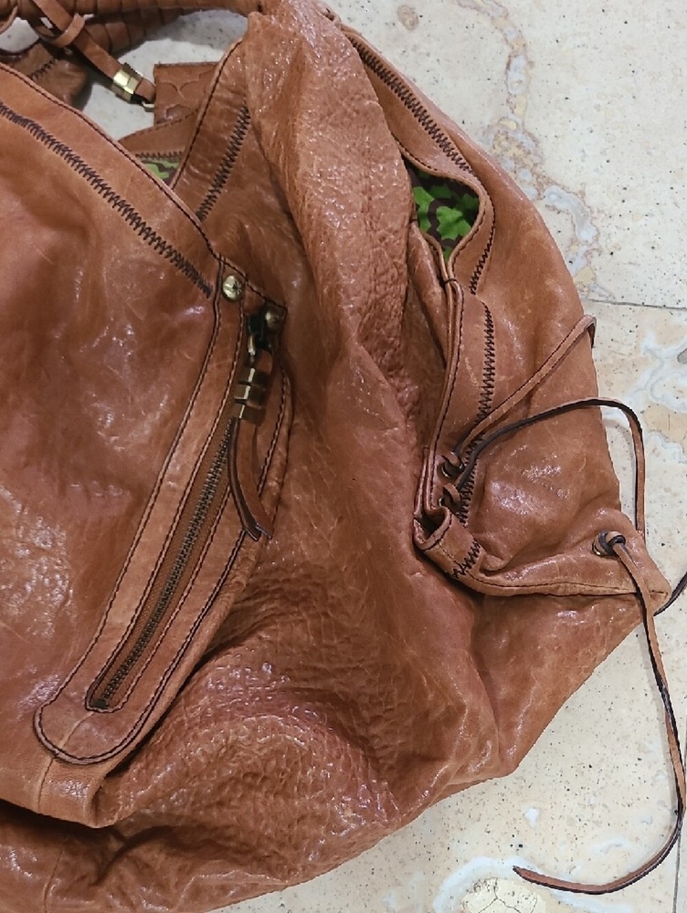 orYANY Cognac Leather Braided-Handle Hobo - Picture 6 of 12